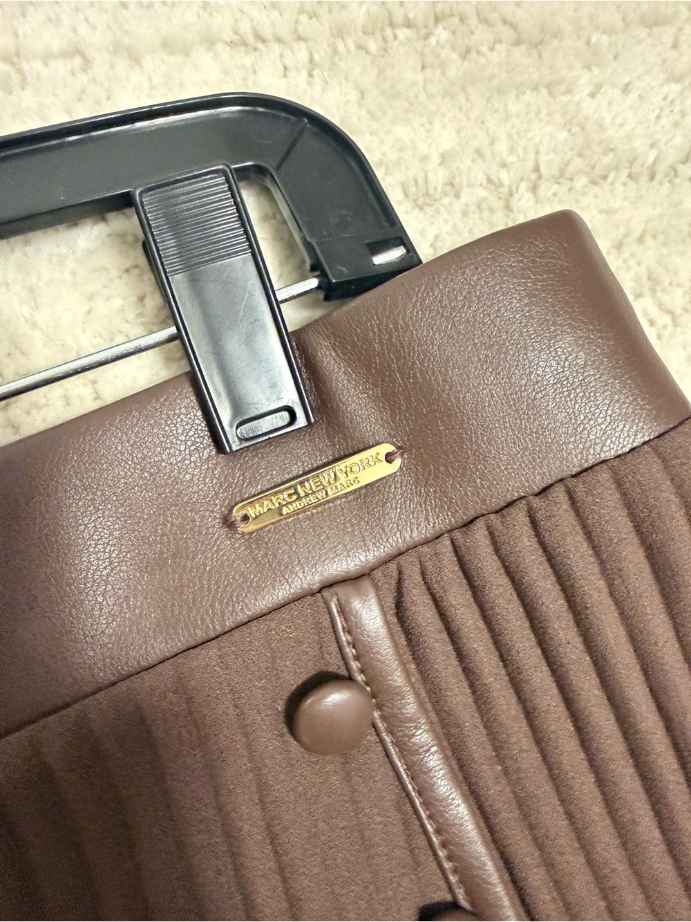 Marc Jacobs Chocolate Brown Ribbed Midi Skirt with Button Trim - Picture 2 of 4